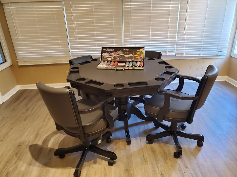 Poker/game table off master bedroom. 