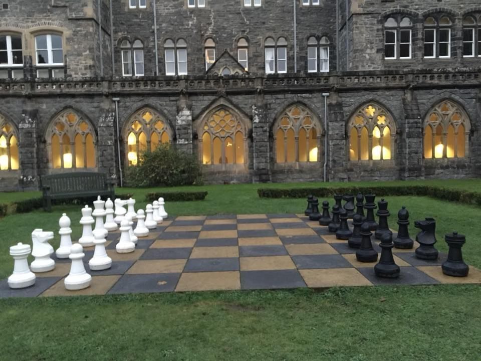 Giant chess in the cloisters