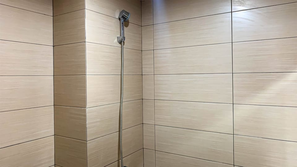 Shower, free toiletries, towels