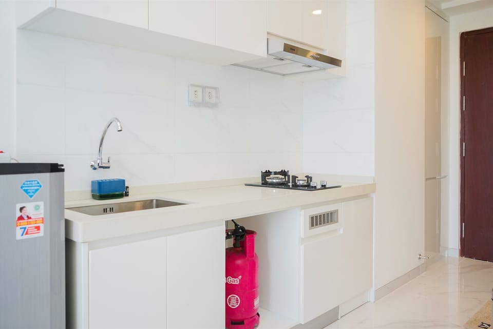 Fridge, stovetop, cookware/dishes/utensils