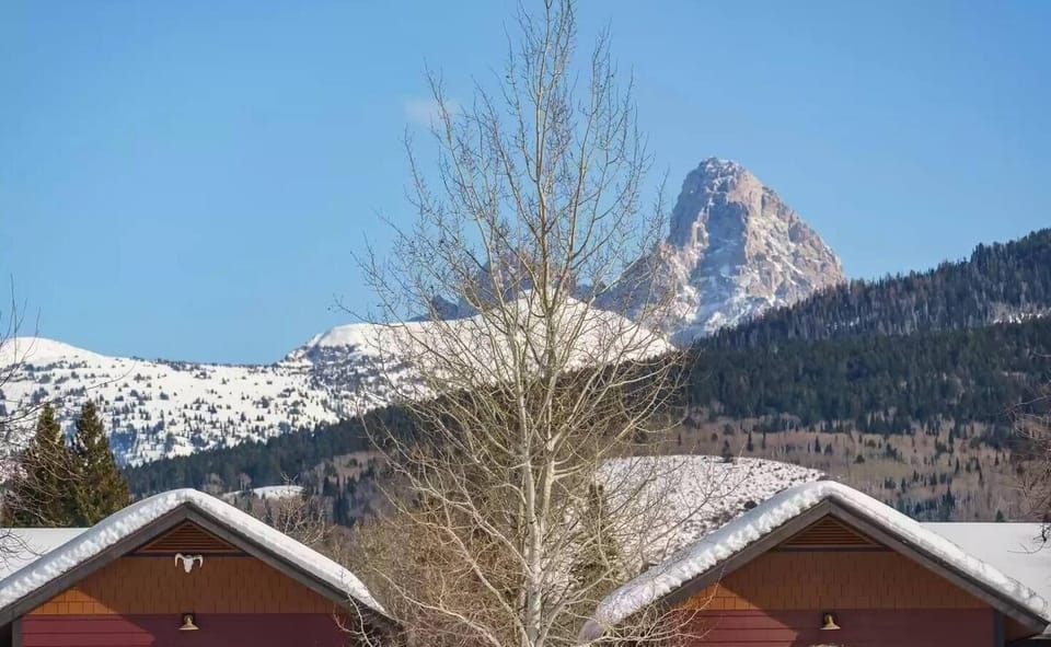 Take in gorgeous views, including a peek of the Tetons, from the living room or either bedroom.