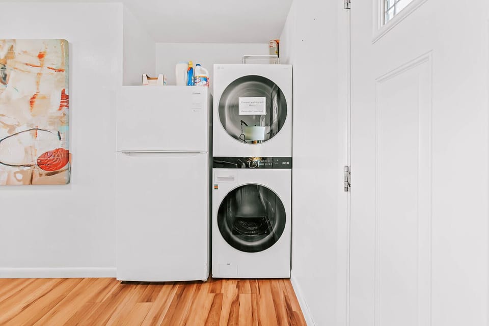 More beach. Less baggage. 
Washer and dryer upstairs means you can pack lighter. 
Upstairs Laundry