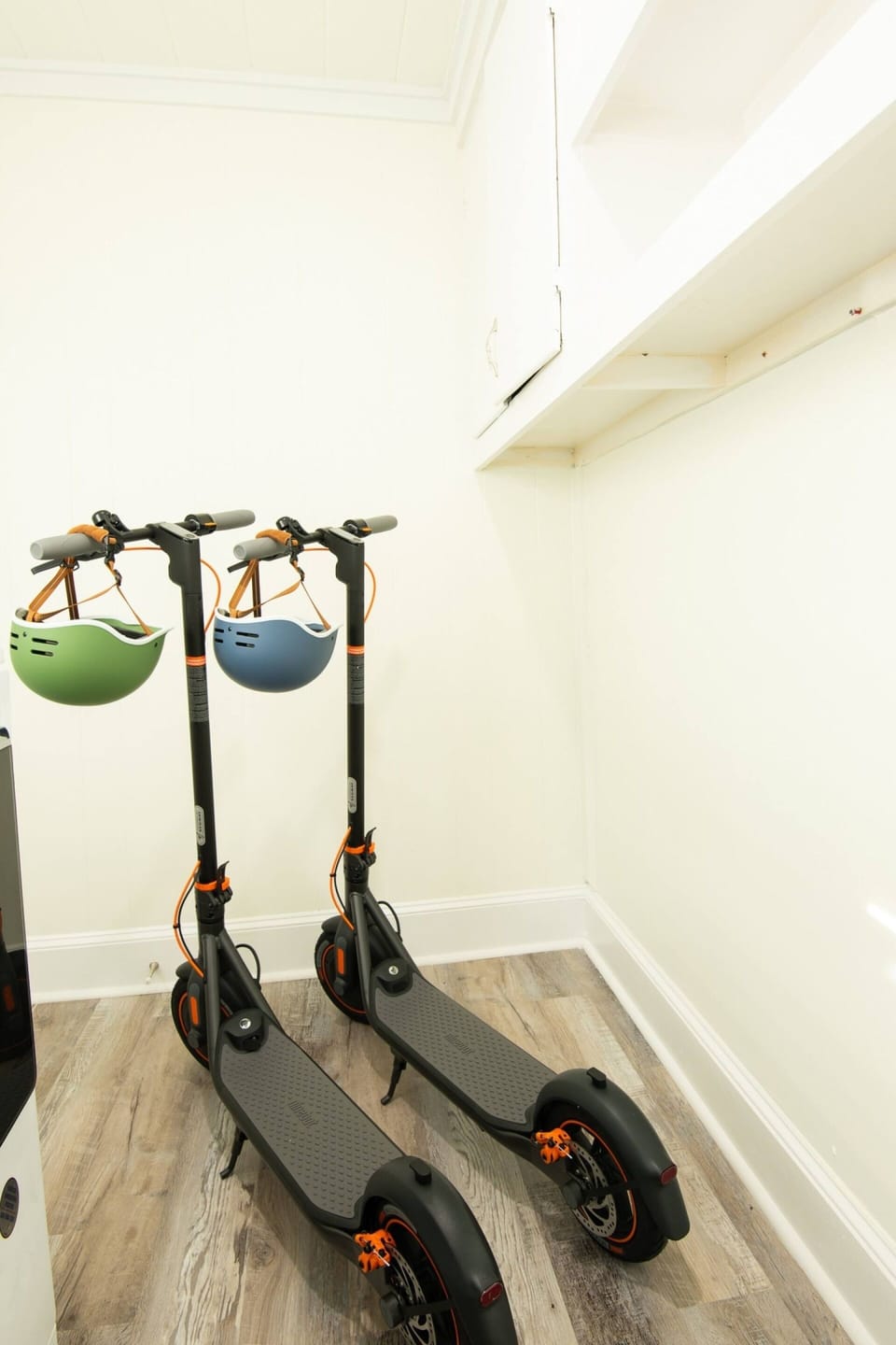 Two electric scooters that go 19mph with a range of 25 miles are provided! 