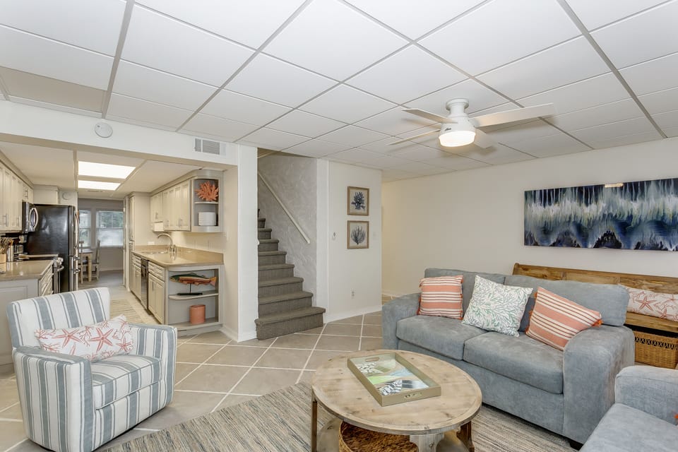 Kitchen adjacent to living space