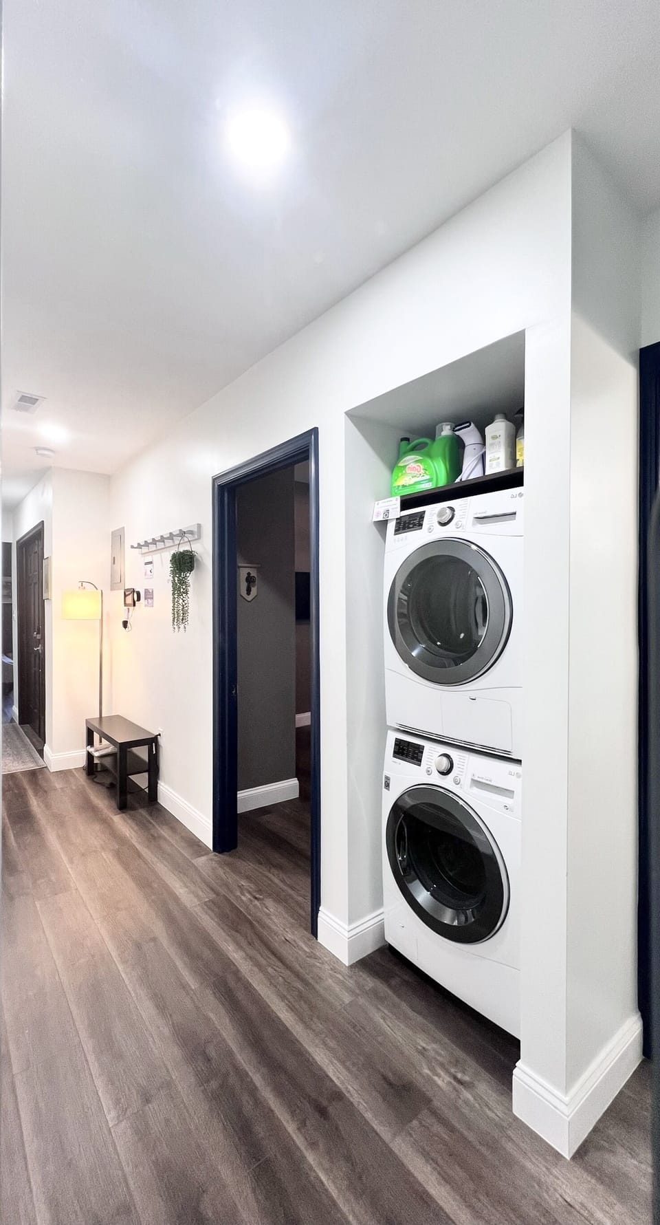 Washer And Dryer In Unit With Detergent Provided.
