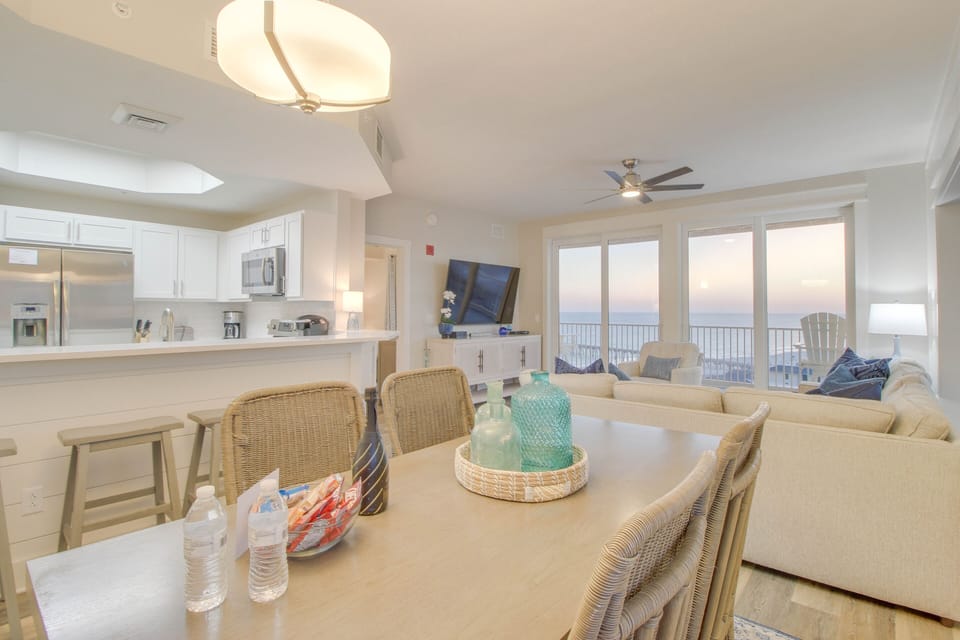 Set up your laptop or grab a bite to eat. This dining table has plenty of room!