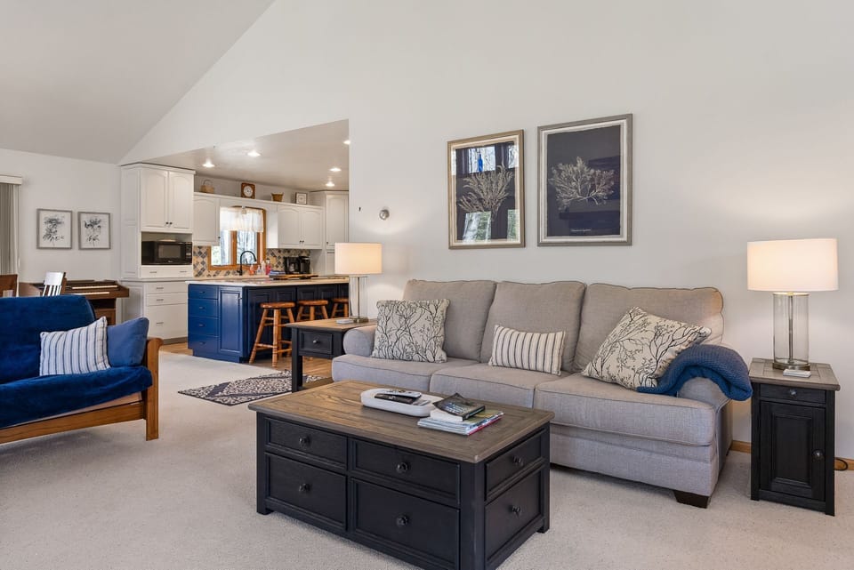 Living room opens to kitchen and dining space!