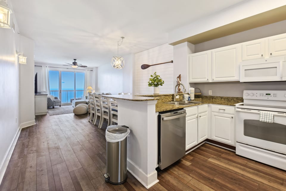 Gulf Front Kitchen and Living Areas