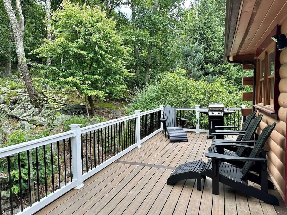 Back deck, overlooking the spine of the Blue Ridge.  The Appalachian Trail is a stone's throw away, and the trail access is a short hike down the road.