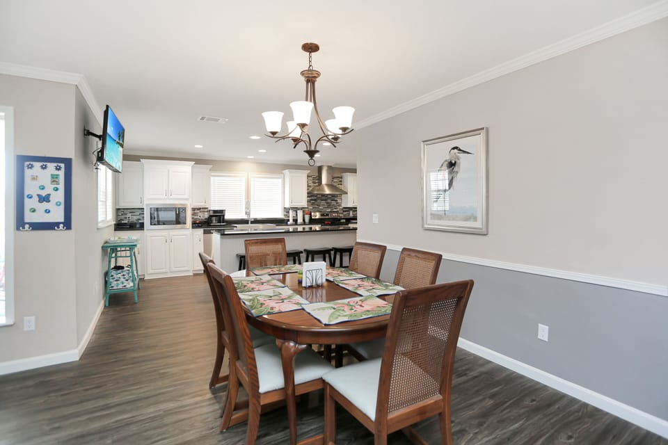 Dining Are & Kitchen with TV