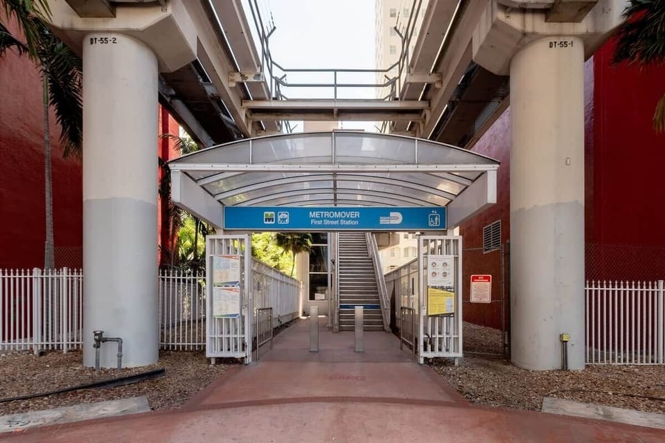 Metromover station is located in front of the building.