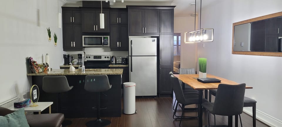 Comfort Condo | Private kitchen | Full-size fridge, microwave, oven, stovetop