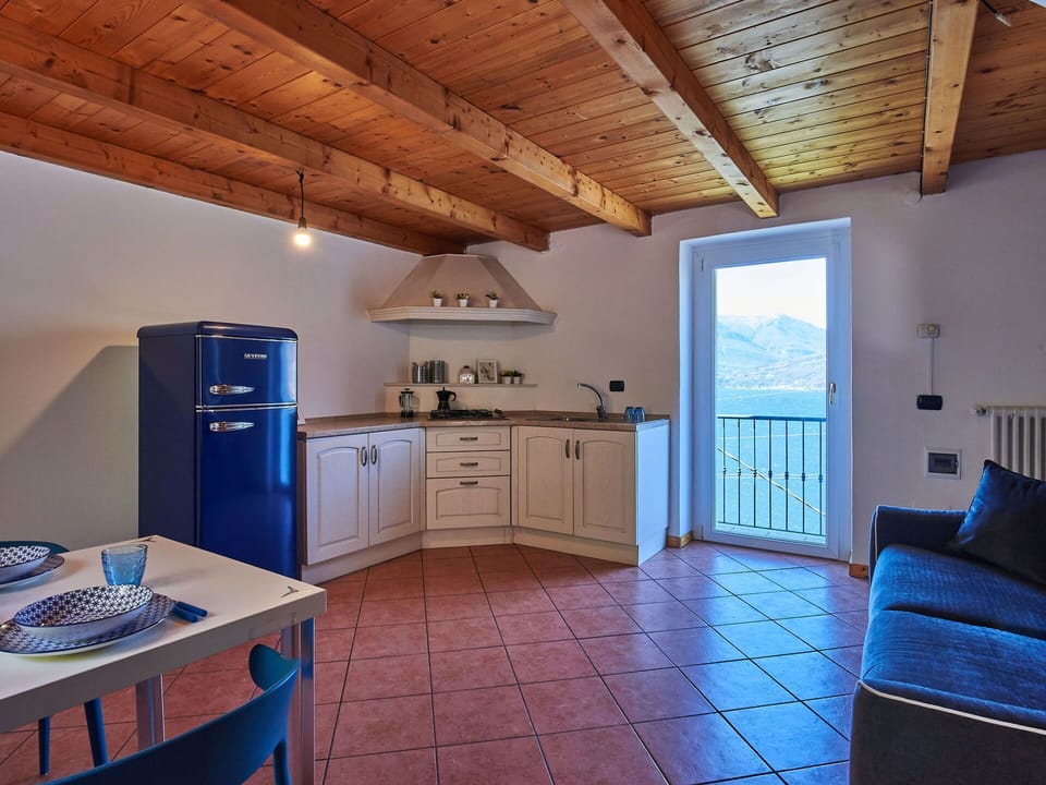 Cabinetry, Furniture, Countertop, Blue, Kitchen Stove, Building, Azure, Wood, Drawer, Kitchen