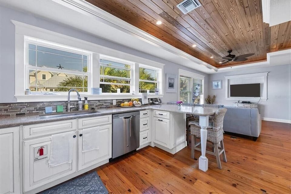 Opening living and dining areas