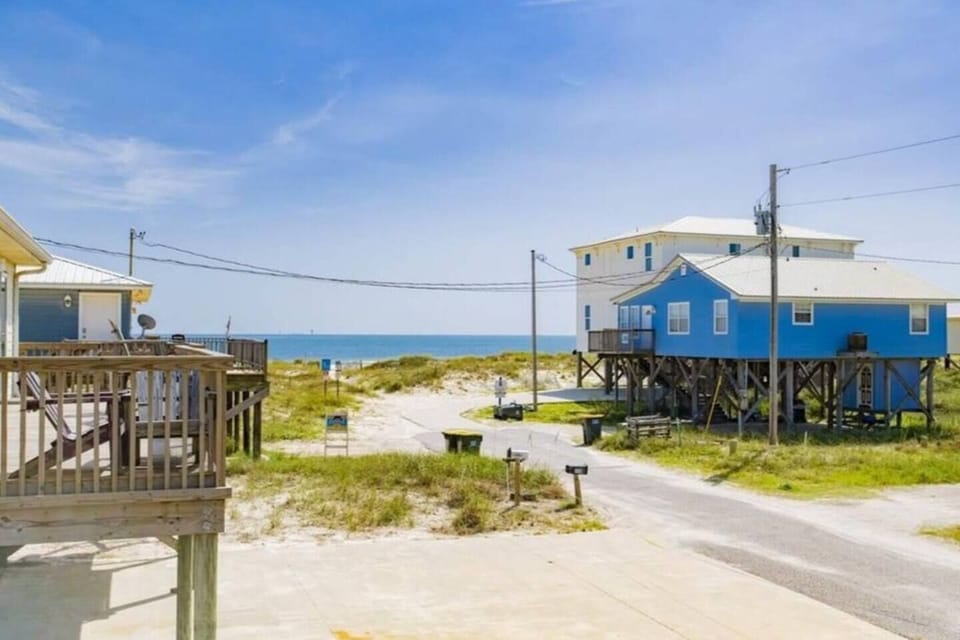 View of the Gulf from the front deck. A short walk with no streets to cross
