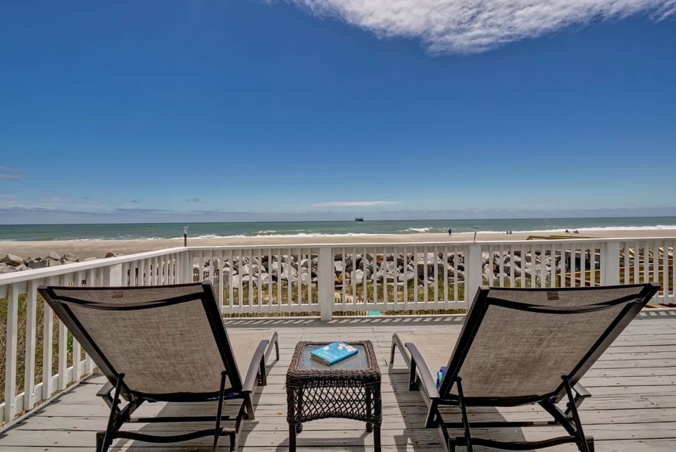 Our enormous deck overlooks the crashing waves.