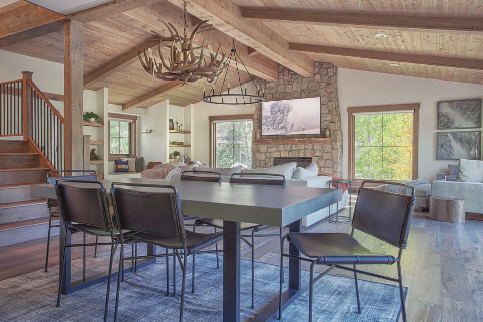 Views of the living room from the kitchen.