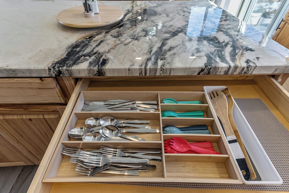 Adult and child utensils.