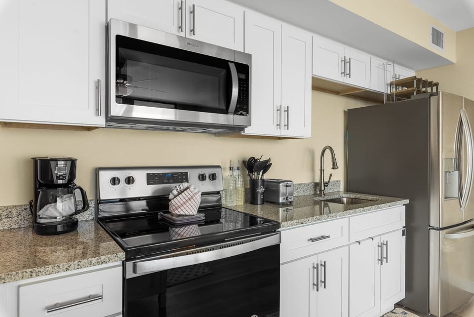 All Cookware, Microwave, Coffee Maker, Toaster, Mixer, Pots, Plates, Glasses, Cups, Utensils.....