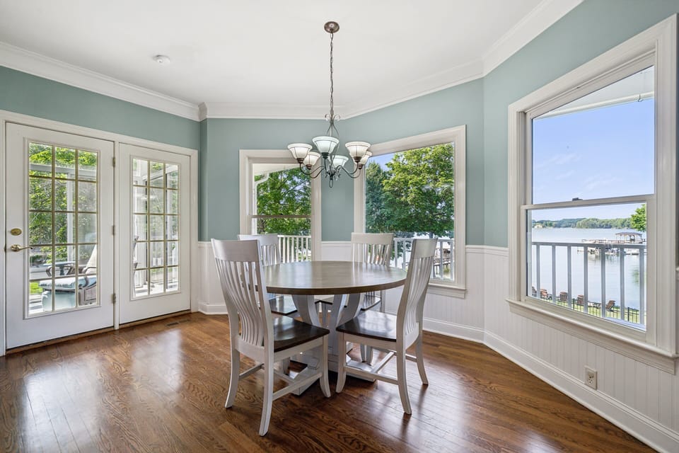 Breakfast table with great views of Lake Norman!