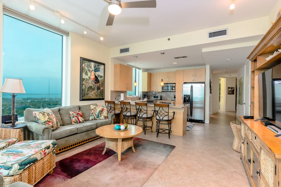 Our open concept kitchen and living areas make for the best backdrop for family vacations.