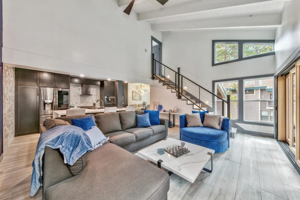 Lofted bedroom is sectioned off for extra privacy.