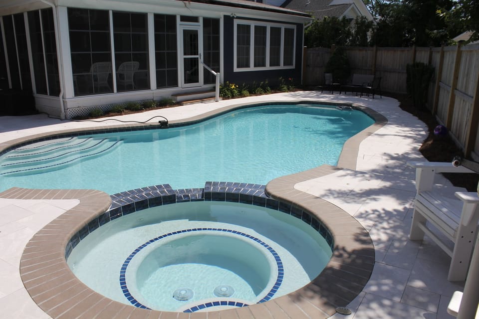Our home has a private heated pool and spa!