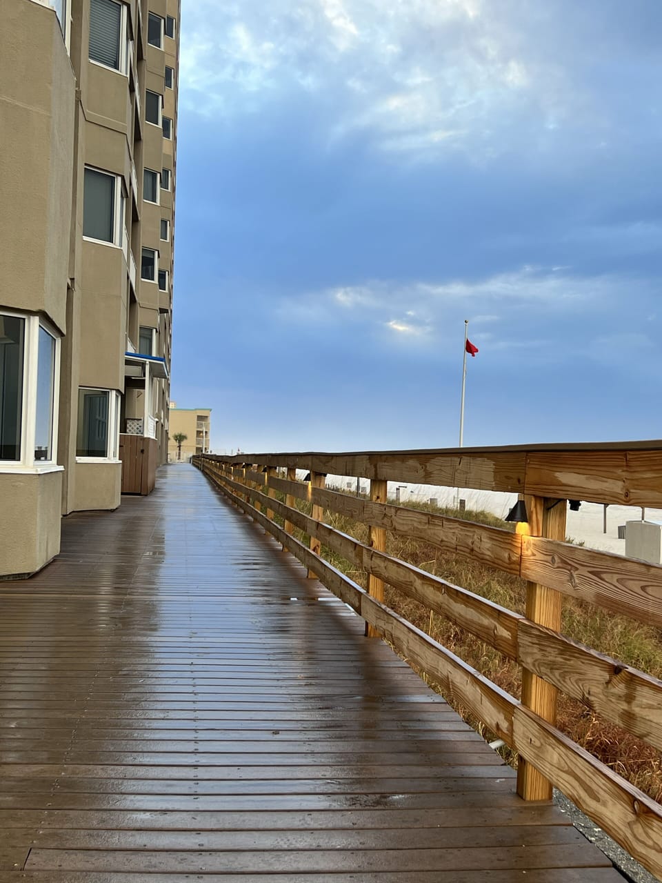 Boardwalk which leads to the beach.  Very close and convenient beach access