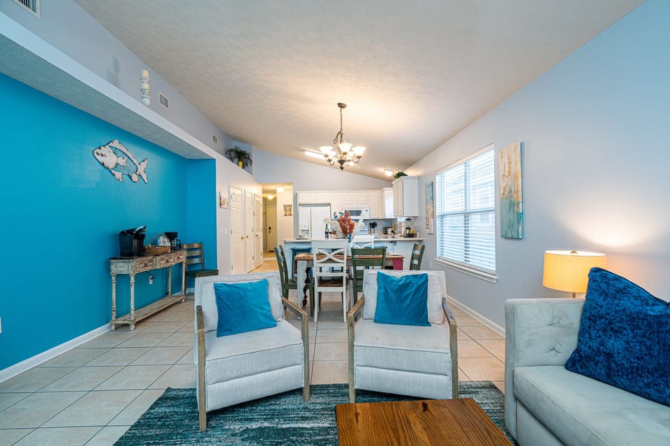 Bright Living Space: Vibrant decor and open layout invite relaxation and fun gatherings!