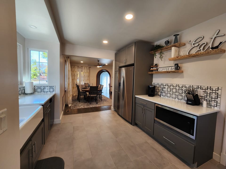 Kitchen is open to the dining room.