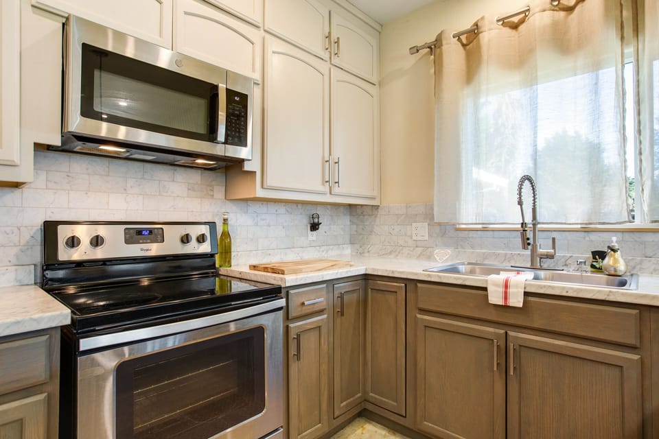 All new appliances. No dishwasher or garbage disposal.