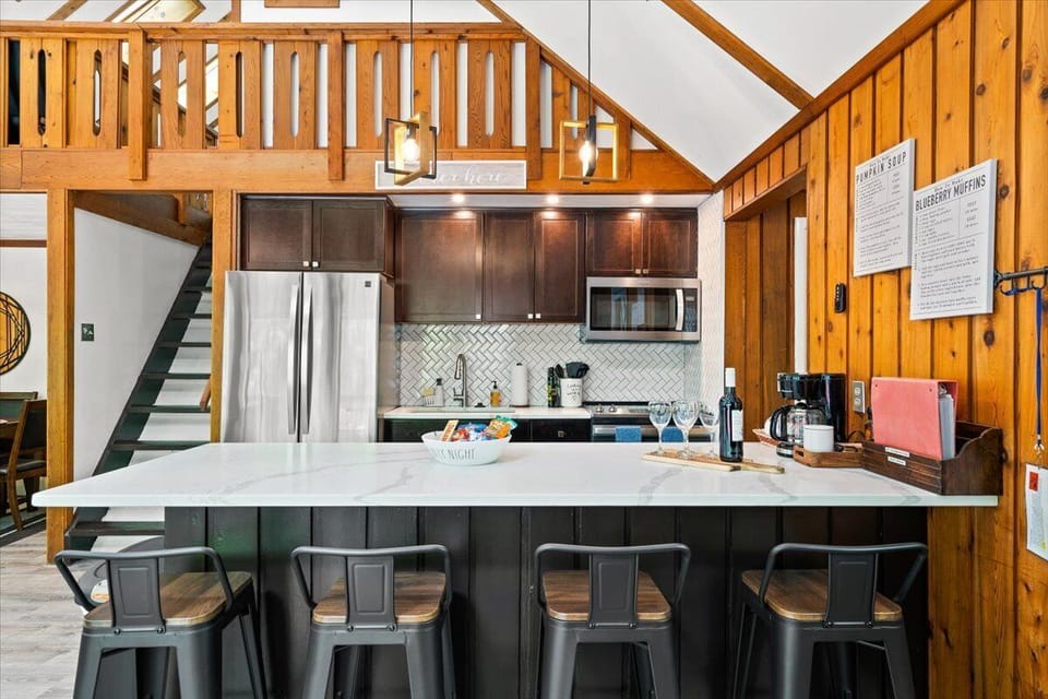 Large quartz island seats 4