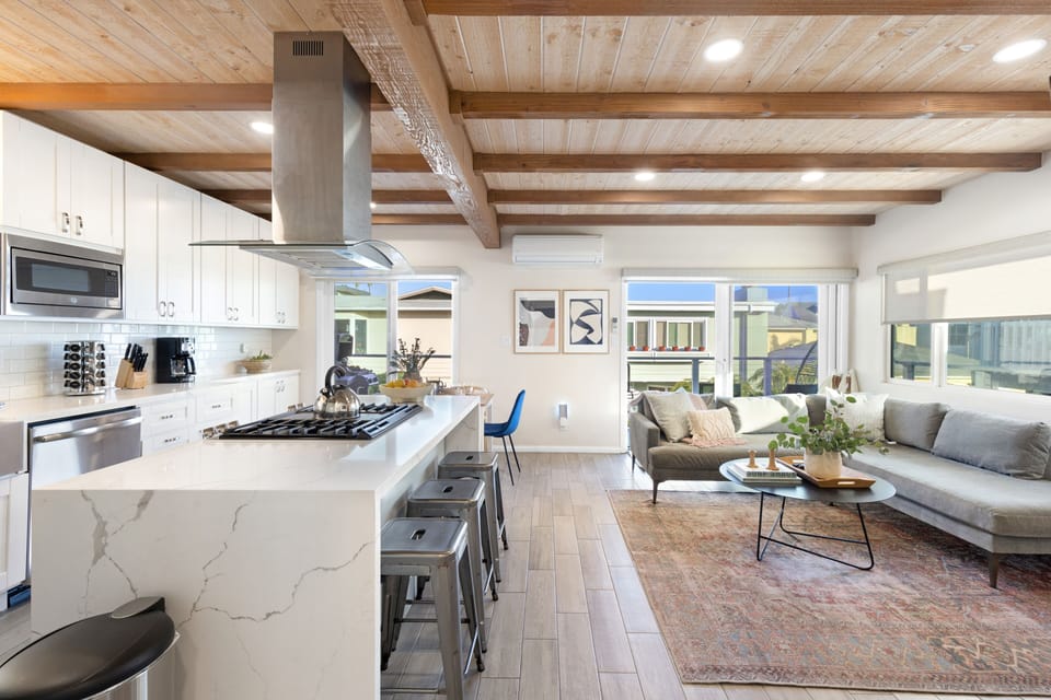 Seating at the kitchen island.