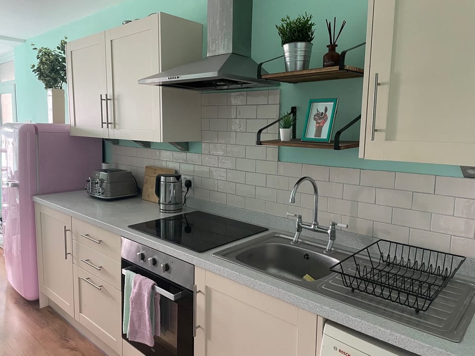 Apartment | Private kitchen | Fridge, microwave, oven, stovetop
