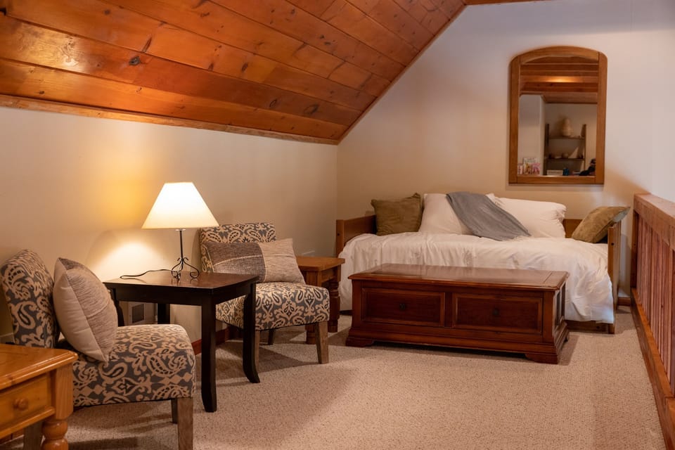 the day bed has a trundle below it - both very comfortable twin size mattresses. 