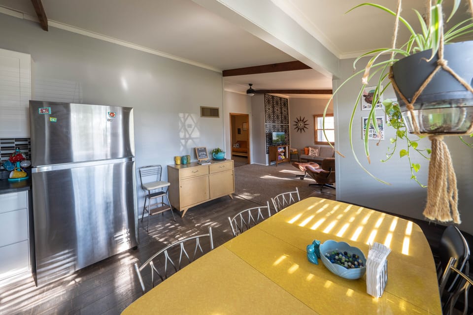 Our kitchen and dining room are open to the living area.