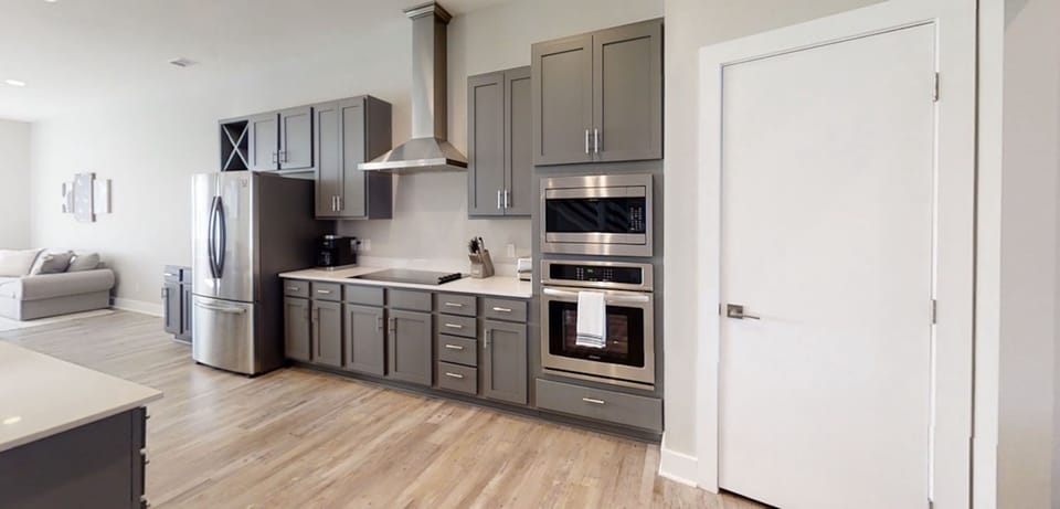 Modern kitchen design with everything you need and views to the canal.