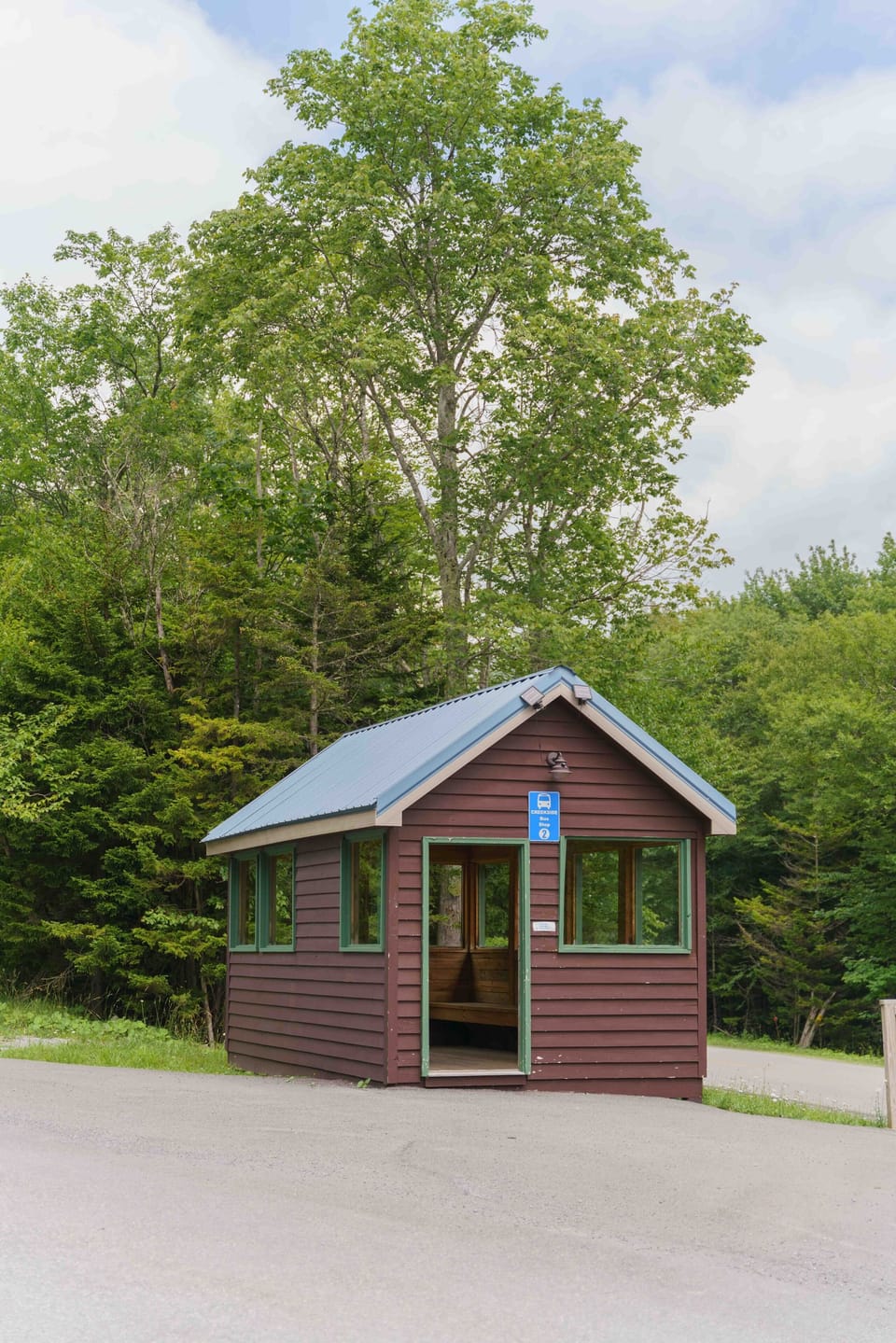 Snowshoe shuttle stop, one minute walk 