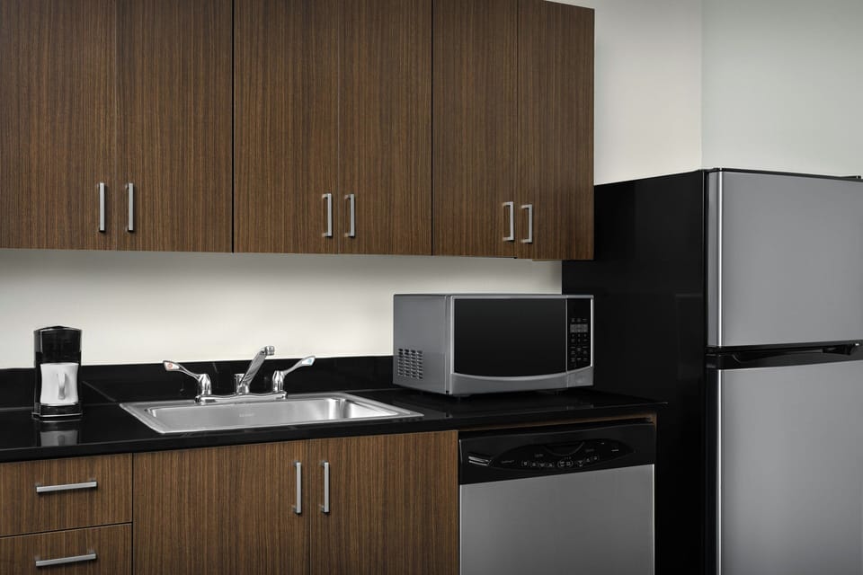 Fridge, microwave, coffee/tea maker