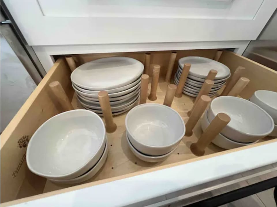 Custom drawers built for the plateware