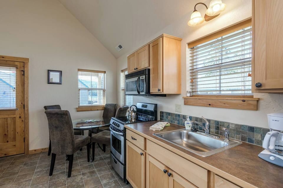 The kitchen is supplied with cooking essenitals.