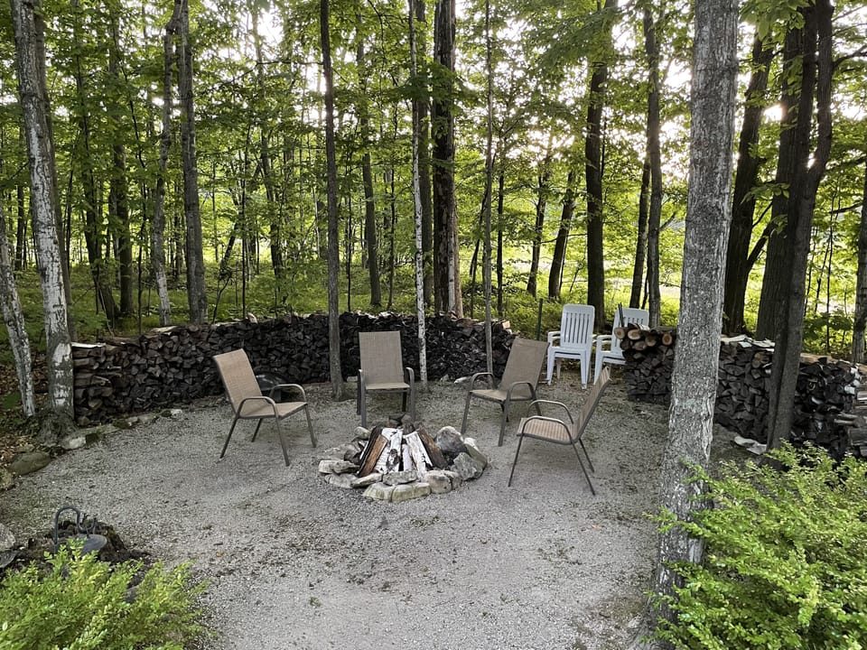 Fire pit with firewood provided