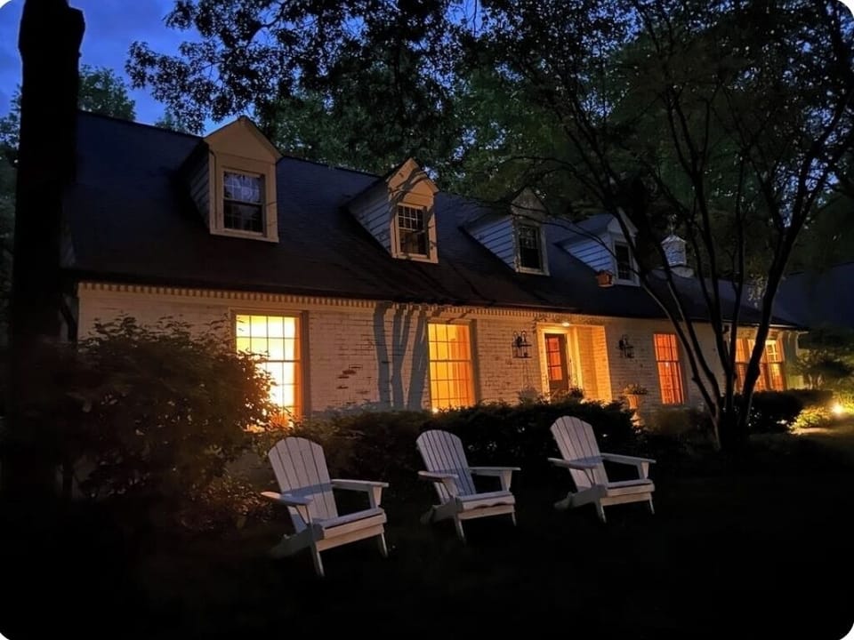 Summer evening, enjoy the quiet and beauty with a glass of wine.