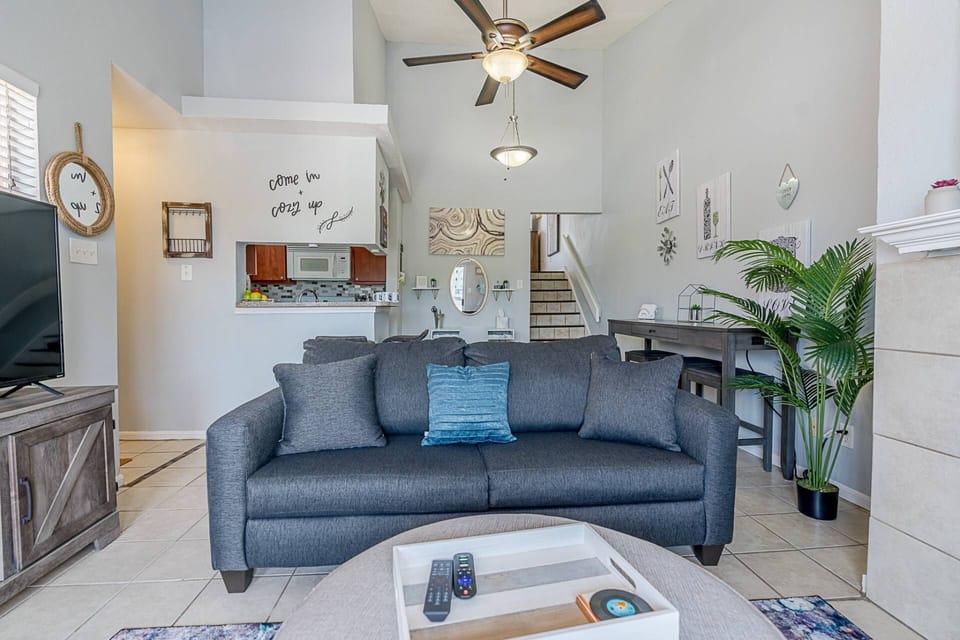 Cozy up on the couch after a long day at the beach!