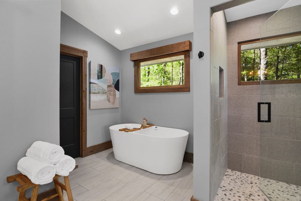 Luxurious soaking tub for ultimate relaxation.