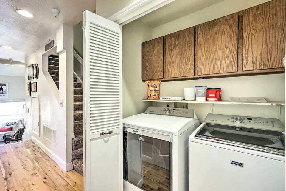 In Home washer and dryer for your use. No need to purchase detergent, it is supplied for you!