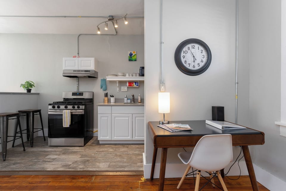 Work from home effortlessly with our fully equipped kitchen and dedicated workspace.
