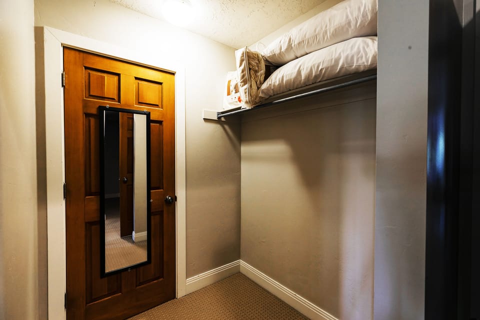 Spacious walk-in closet in the main bedroom