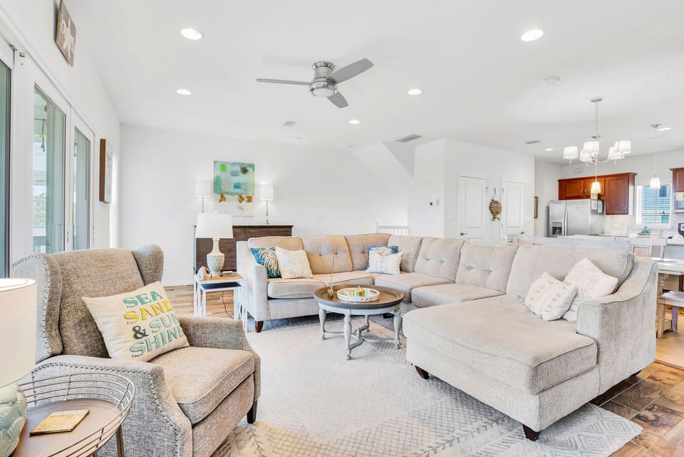 Comfortable furniture makes relaxing easy. Sip your coffee while you bird watch