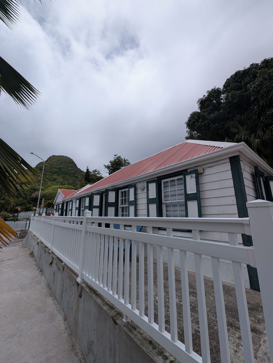 Front porch with 6 loungers, cushions kept inside. Great views over the village 